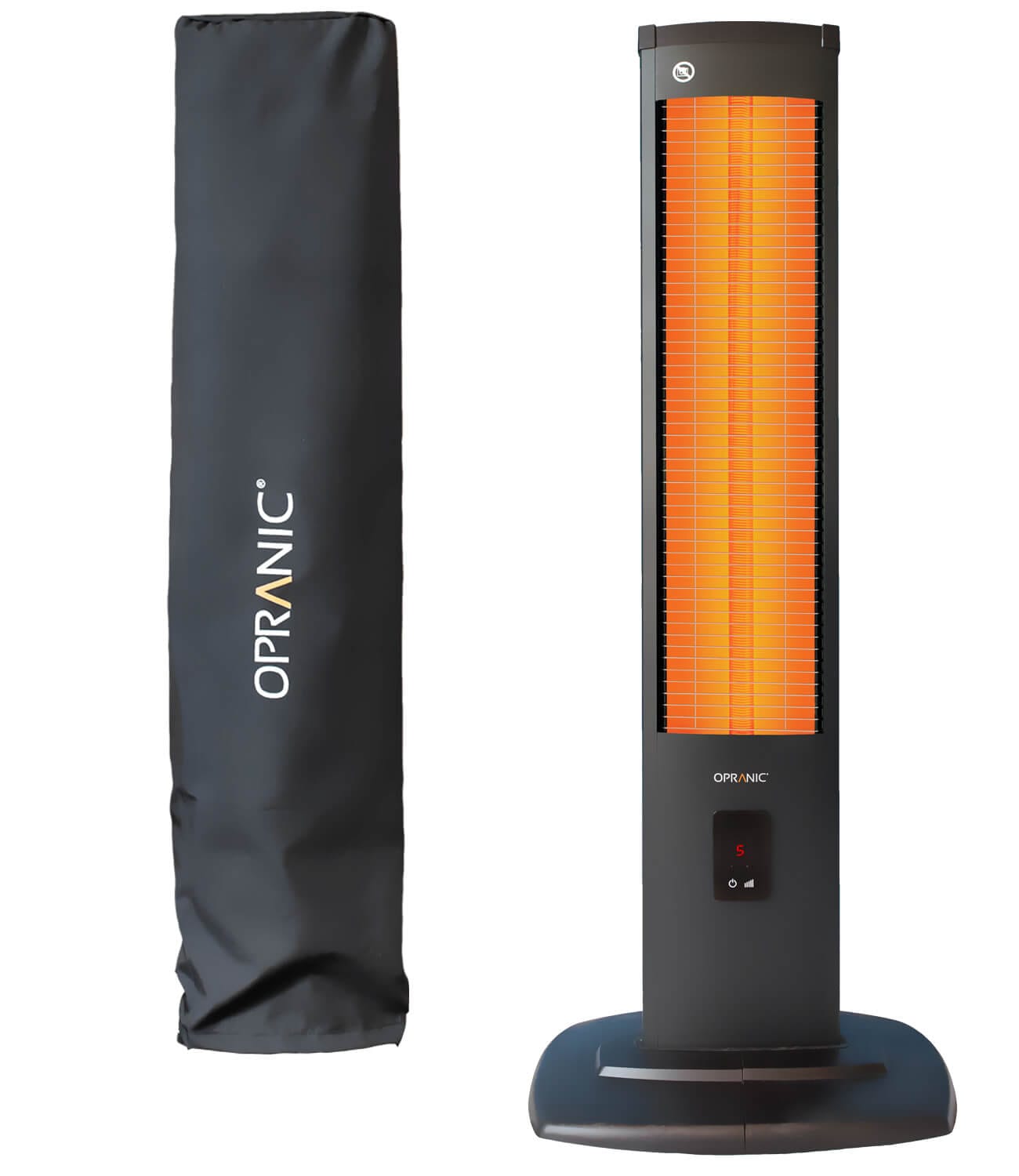 OPRANIC THOR S50, Tragbarer Terrassenheizer 2000W, IR-X, IP34, Fernbedienung, Schwarz, inkl. Abdeckung