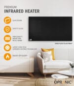 Opranic P7 Glass infravärmepanel 450W vit med härdat glas väggmonterad ultratunn 2,5 cm IP44