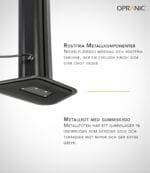 Rostfria metalldelar av premiumkvalitet och gummibas för hållbarhet, stil och stabilitet. Detalj av Opranic Thor S70 infravärmare som visar rostfria metallkomponenter och gummiskyddad fot.