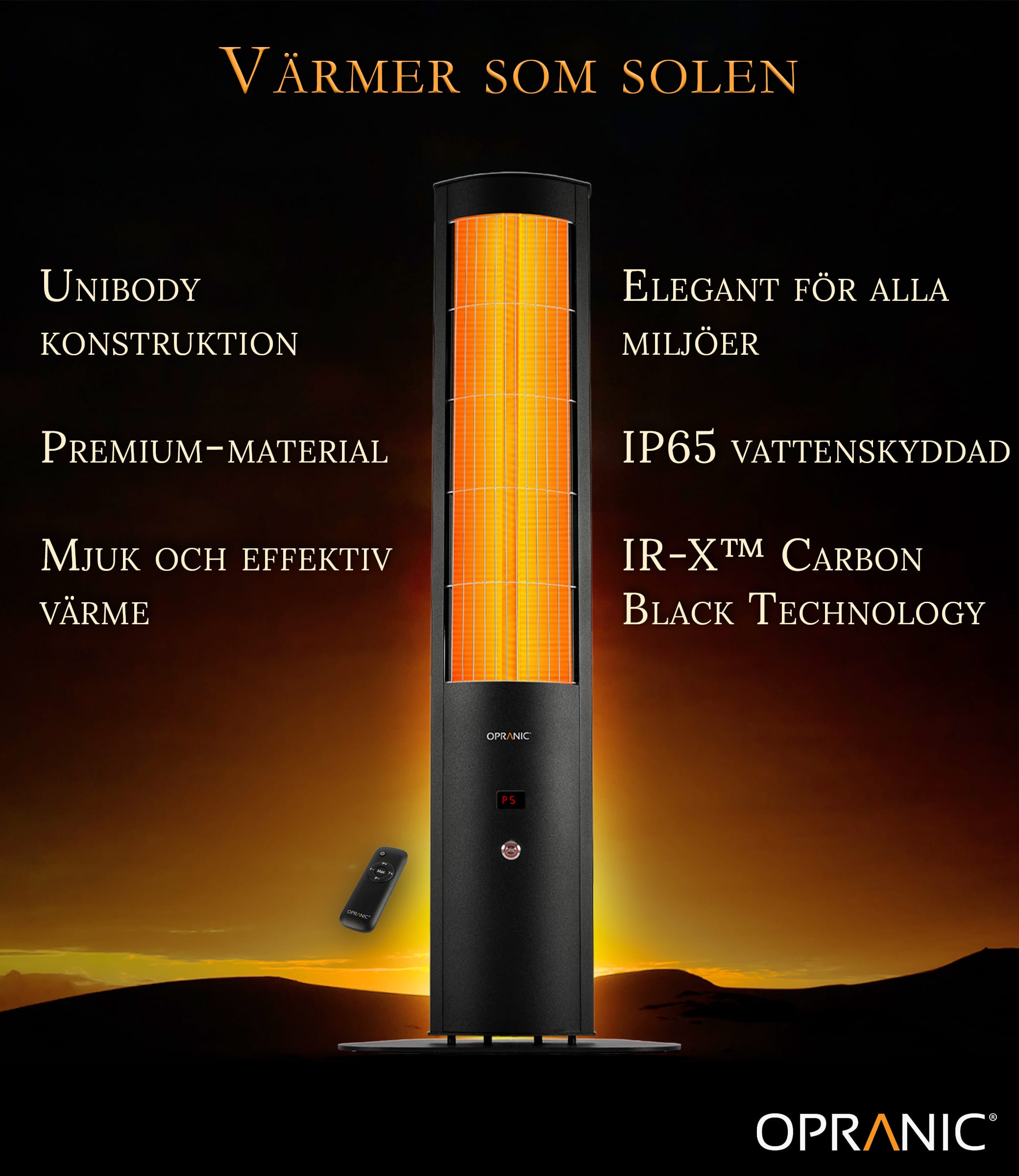 Opranic Thor S70 infravärmare med Unibody-konstruktion och IR-X Carbon Black-teknik
